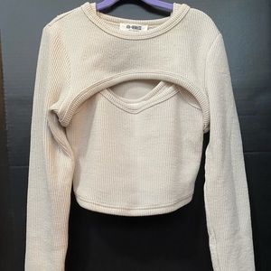 4th & Reckless cropped sweater and tank top set in cream. Women’s medium.
